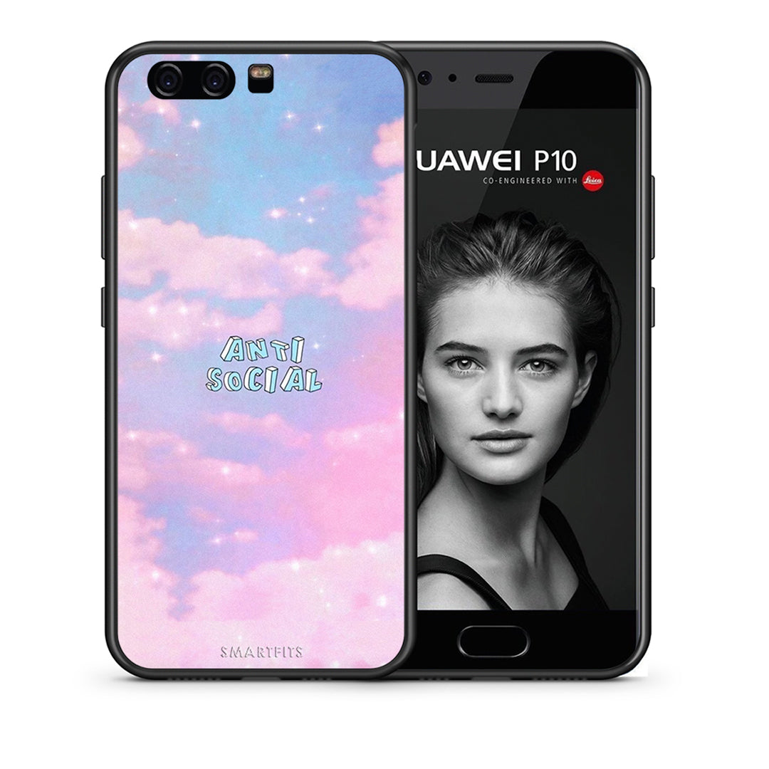 Θήκη Αγίου Βαλεντίνου Huawei P10 Anti Social από τη Smartfits με σχέδιο στο πίσω μέρος και μαύρο περίβλημα | Huawei P10 Anti Social case with colorful back and black bezels