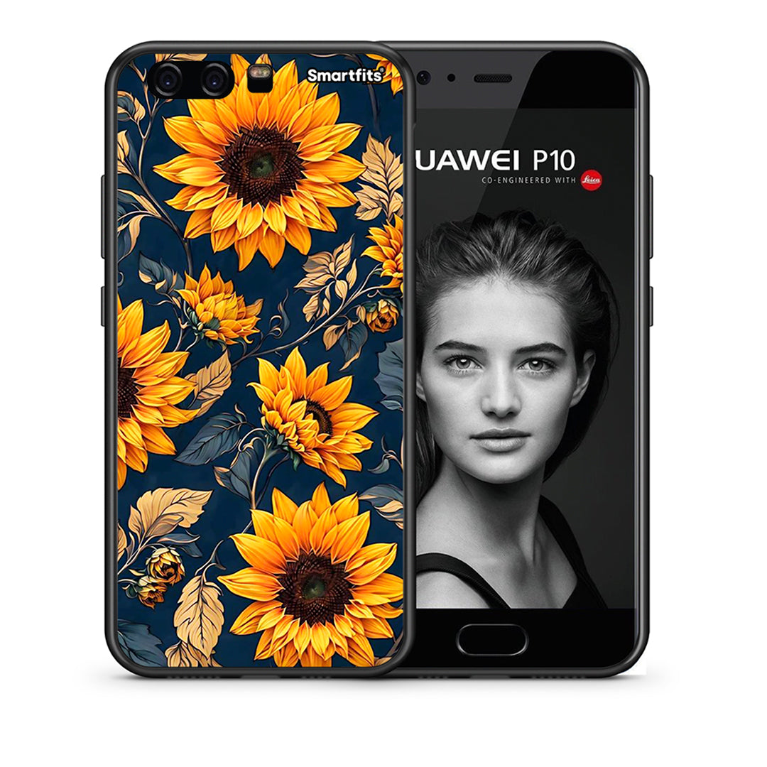 Θήκη Huawei P10 Lite Autumn Sunflowers από τη Smartfits με σχέδιο στο πίσω μέρος και μαύρο περίβλημα | Huawei P10 Lite Autumn Sunflowers case with colorful back and black bezels