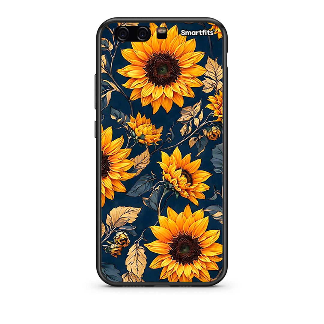 Huawei P10 Lite Autumn Sunflowers Θήκη από τη Smartfits με σχέδιο στο πίσω μέρος και μαύρο περίβλημα | Smartphone case with colorful back and black bezels by Smartfits