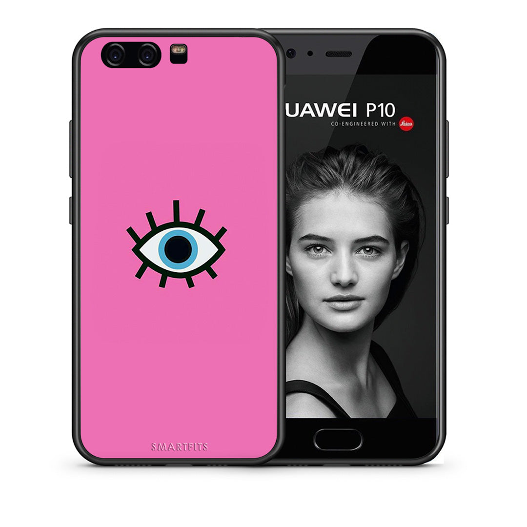 Θήκη Huawei P10 Lite Blue Eye Pink από τη Smartfits με σχέδιο στο πίσω μέρος και μαύρο περίβλημα | Huawei P10 Lite Blue Eye Pink case with colorful back and black bezels