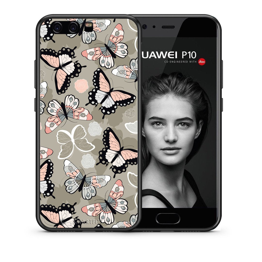 Θήκη Huawei P10 Butterflies Boho από τη Smartfits με σχέδιο στο πίσω μέρος και μαύρο περίβλημα | Huawei P10 Butterflies Boho case with colorful back and black bezels