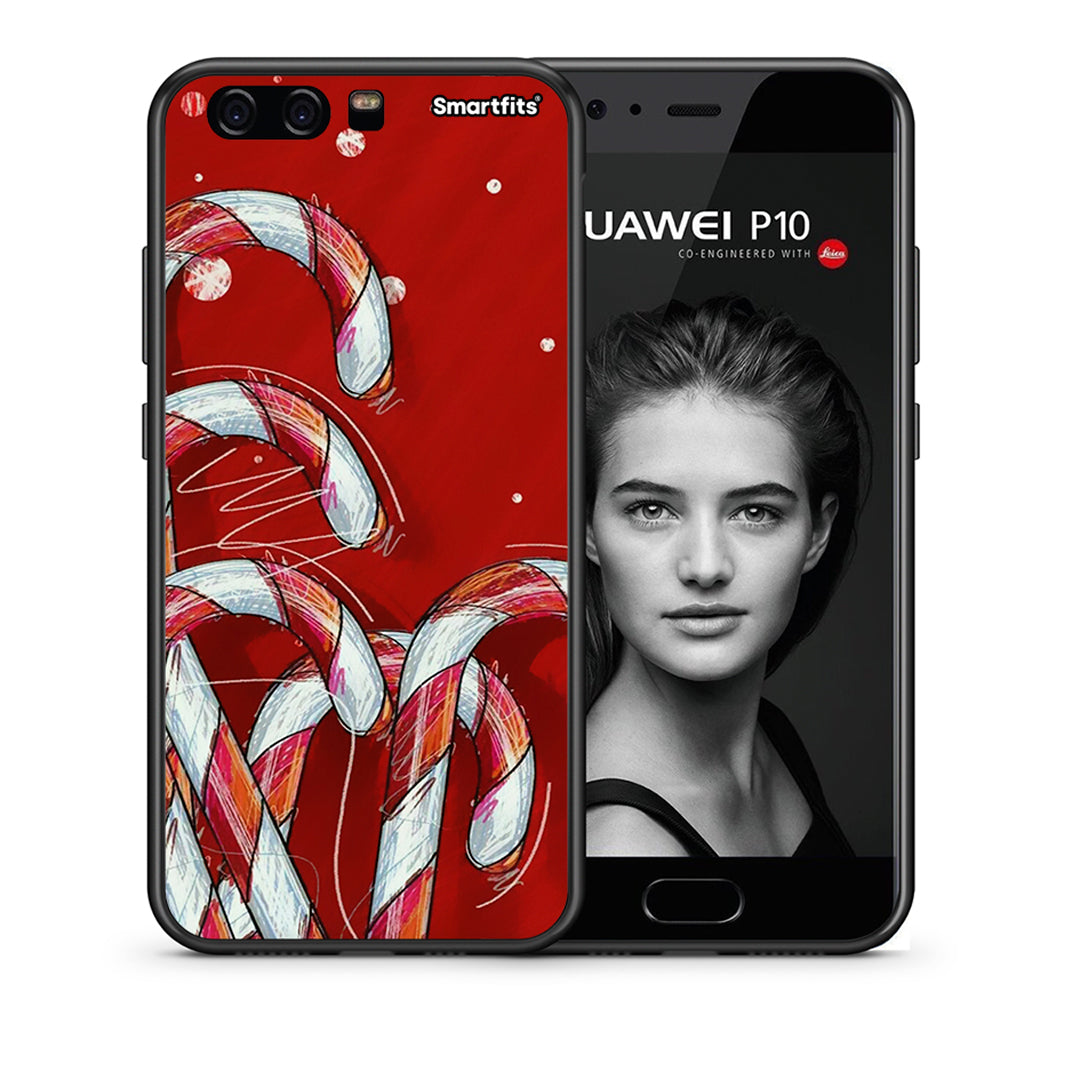 Θήκη Huawei P10 Candy Cane από τη Smartfits με σχέδιο στο πίσω μέρος και μαύρο περίβλημα | Huawei P10 Candy Cane case with colorful back and black bezels