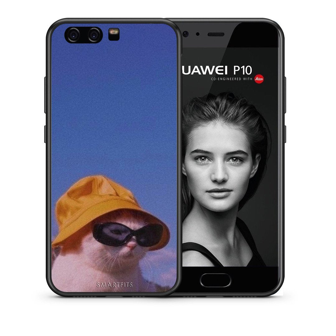 Θήκη Huawei P10 Cat Diva από τη Smartfits με σχέδιο στο πίσω μέρος και μαύρο περίβλημα | Huawei P10 Cat Diva case with colorful back and black bezels
