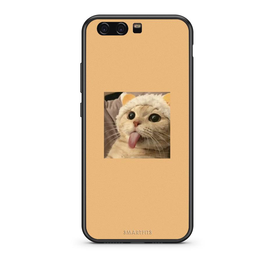 huawei p10 Cat Tongue θήκη από τη Smartfits με σχέδιο στο πίσω μέρος και μαύρο περίβλημα | Smartphone case with colorful back and black bezels by Smartfits