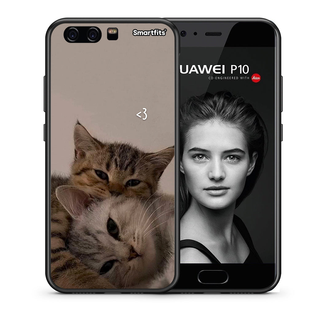 Θήκη Huawei P10 Cats In Love από τη Smartfits με σχέδιο στο πίσω μέρος και μαύρο περίβλημα | Huawei P10 Cats In Love case with colorful back and black bezels