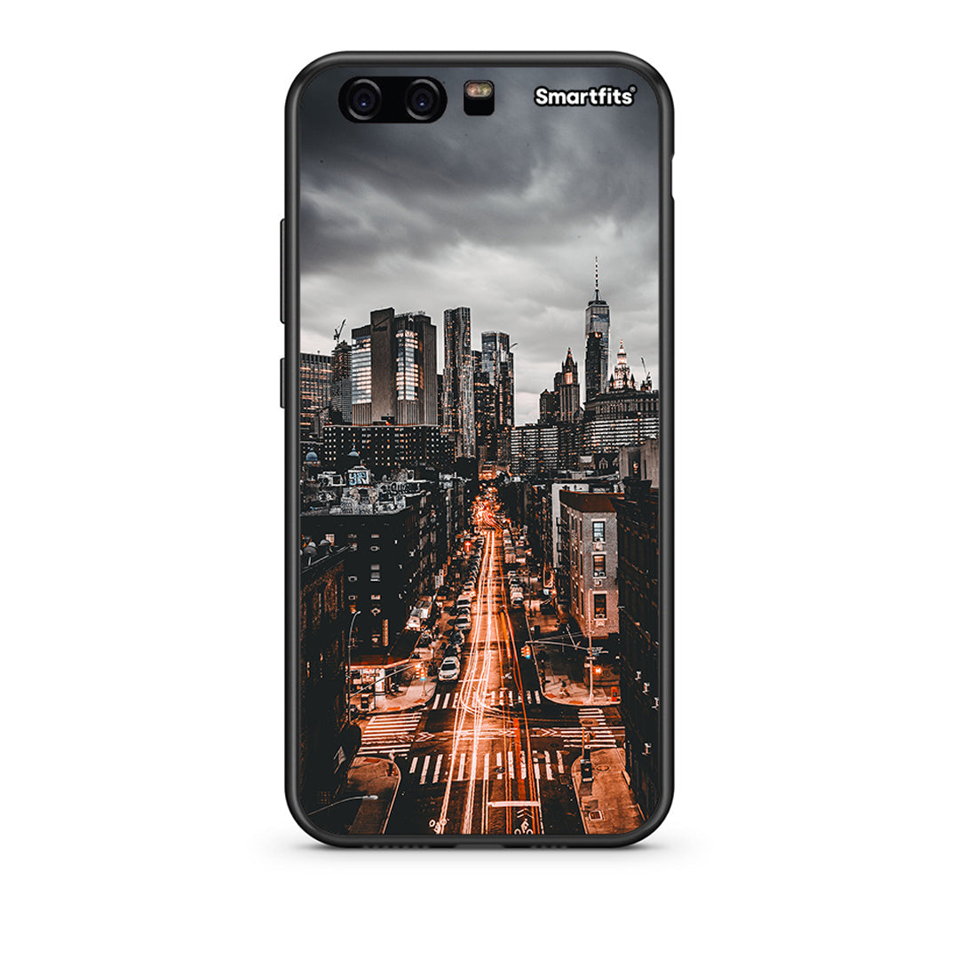 Huawei P10 Lite City Lights θήκη από τη Smartfits με σχέδιο στο πίσω μέρος και μαύρο περίβλημα | Smartphone case with colorful back and black bezels by Smartfits
