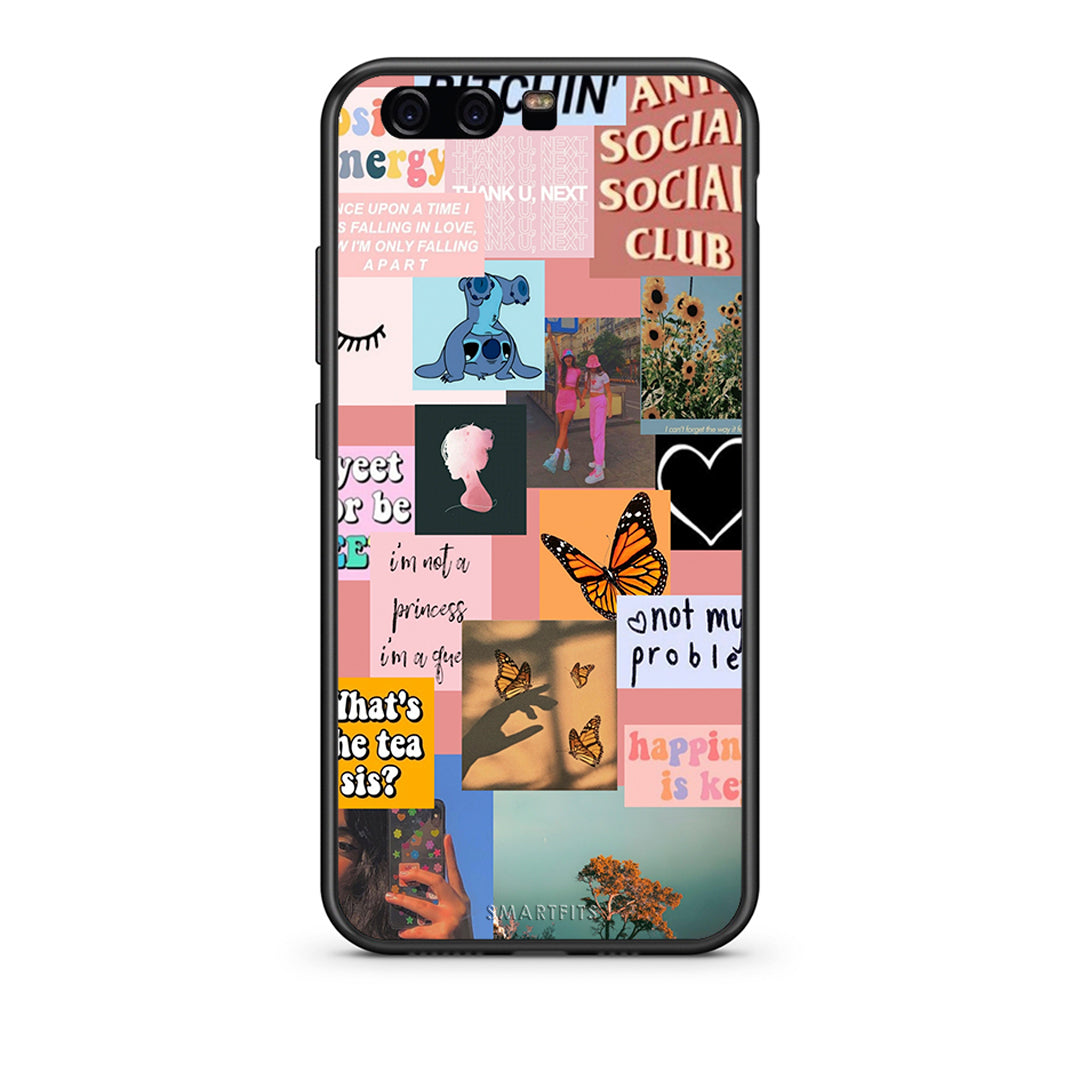 Huawei P10 Lite Collage Bitchin Θήκη Αγίου Βαλεντίνου από τη Smartfits με σχέδιο στο πίσω μέρος και μαύρο περίβλημα | Smartphone case with colorful back and black bezels by Smartfits