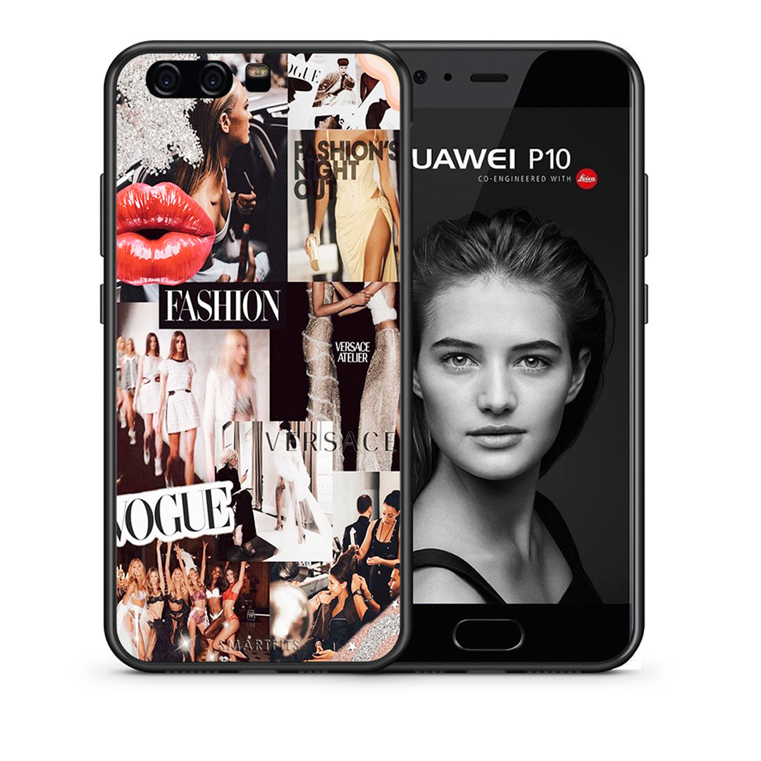 Θήκη Αγίου Βαλεντίνου Huawei P10 Lite Collage Fashion από τη Smartfits με σχέδιο στο πίσω μέρος και μαύρο περίβλημα | Huawei P10 Lite Collage Fashion case with colorful back and black bezels