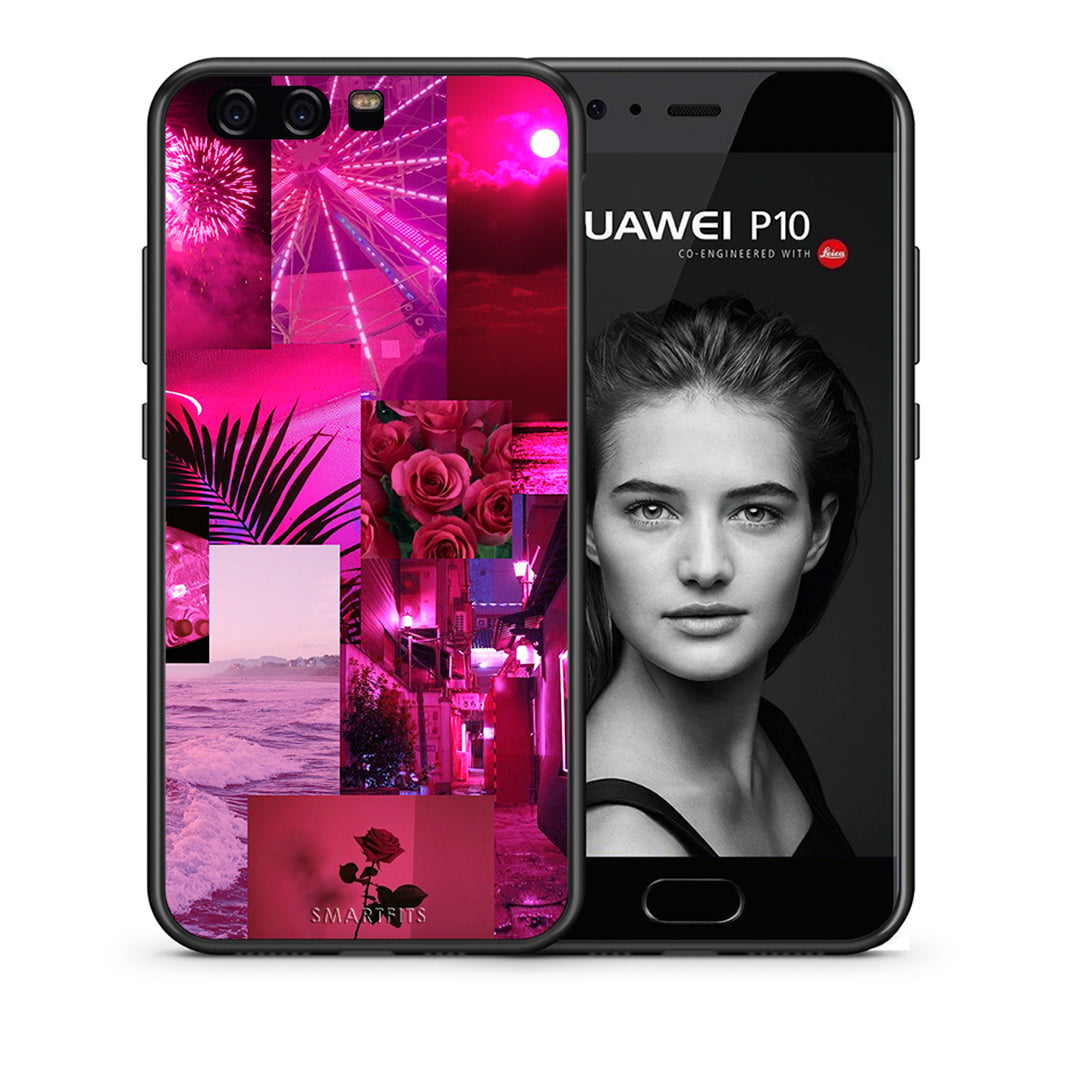 Θήκη Αγίου Βαλεντίνου Huawei P10 Lite Collage Red Roses από τη Smartfits με σχέδιο στο πίσω μέρος και μαύρο περίβλημα | Huawei P10 Lite Collage Red Roses case with colorful back and black bezels