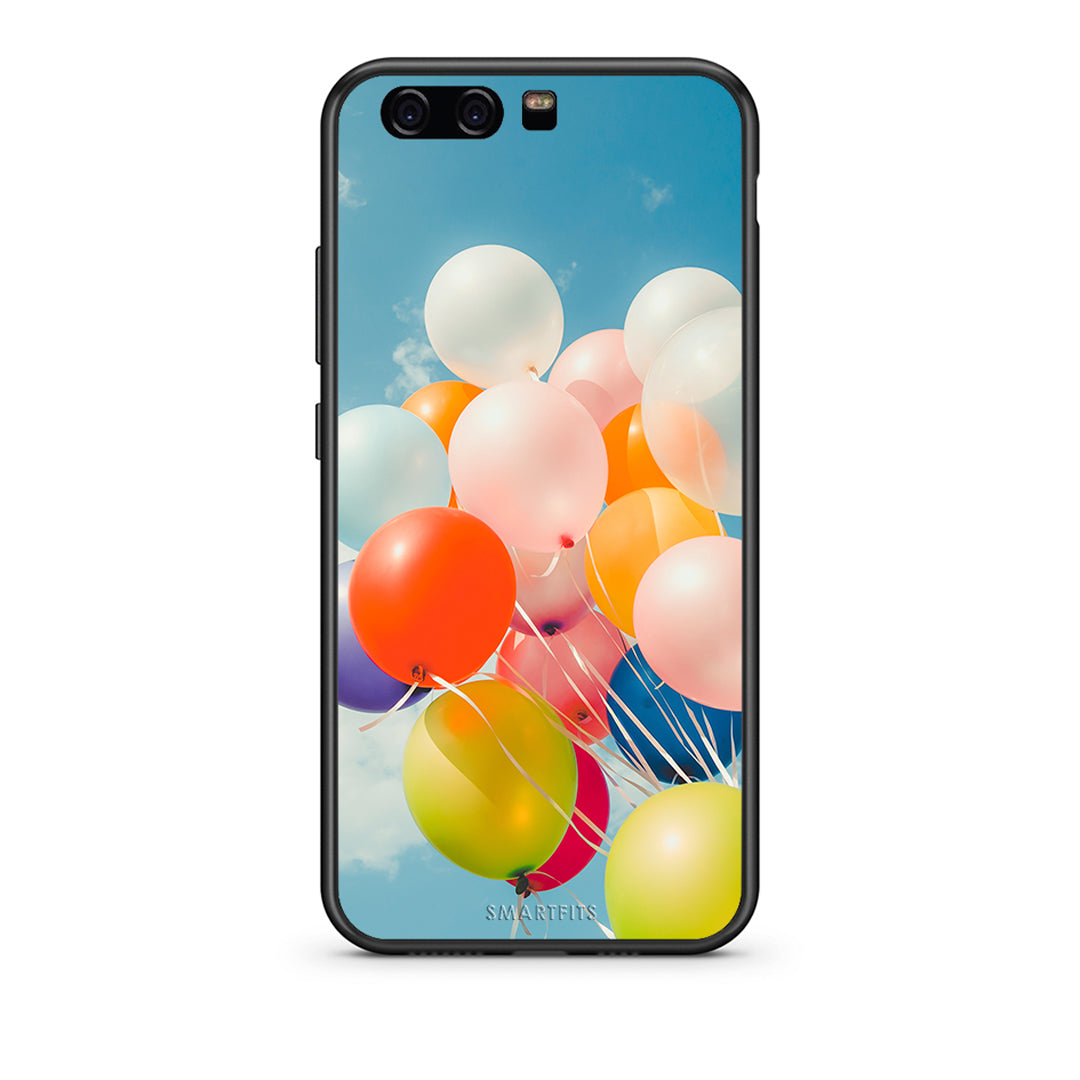 Huawei P10 Lite Colorful Balloons θήκη από τη Smartfits με σχέδιο στο πίσω μέρος και μαύρο περίβλημα | Smartphone case with colorful back and black bezels by Smartfits