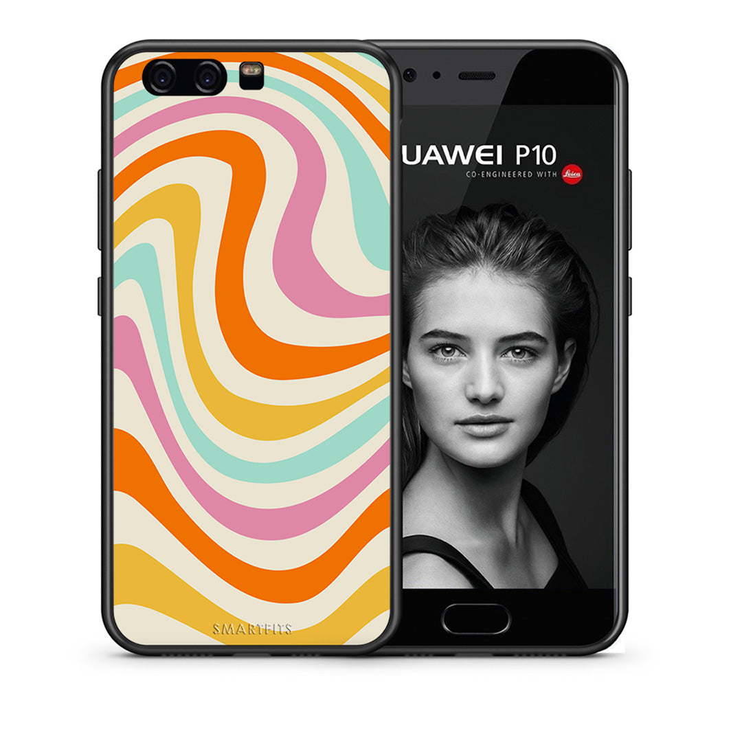 Θήκη Huawei P10 Lite Colourful Waves από τη Smartfits με σχέδιο στο πίσω μέρος και μαύρο περίβλημα | Huawei P10 Lite Colourful Waves case with colorful back and black bezels