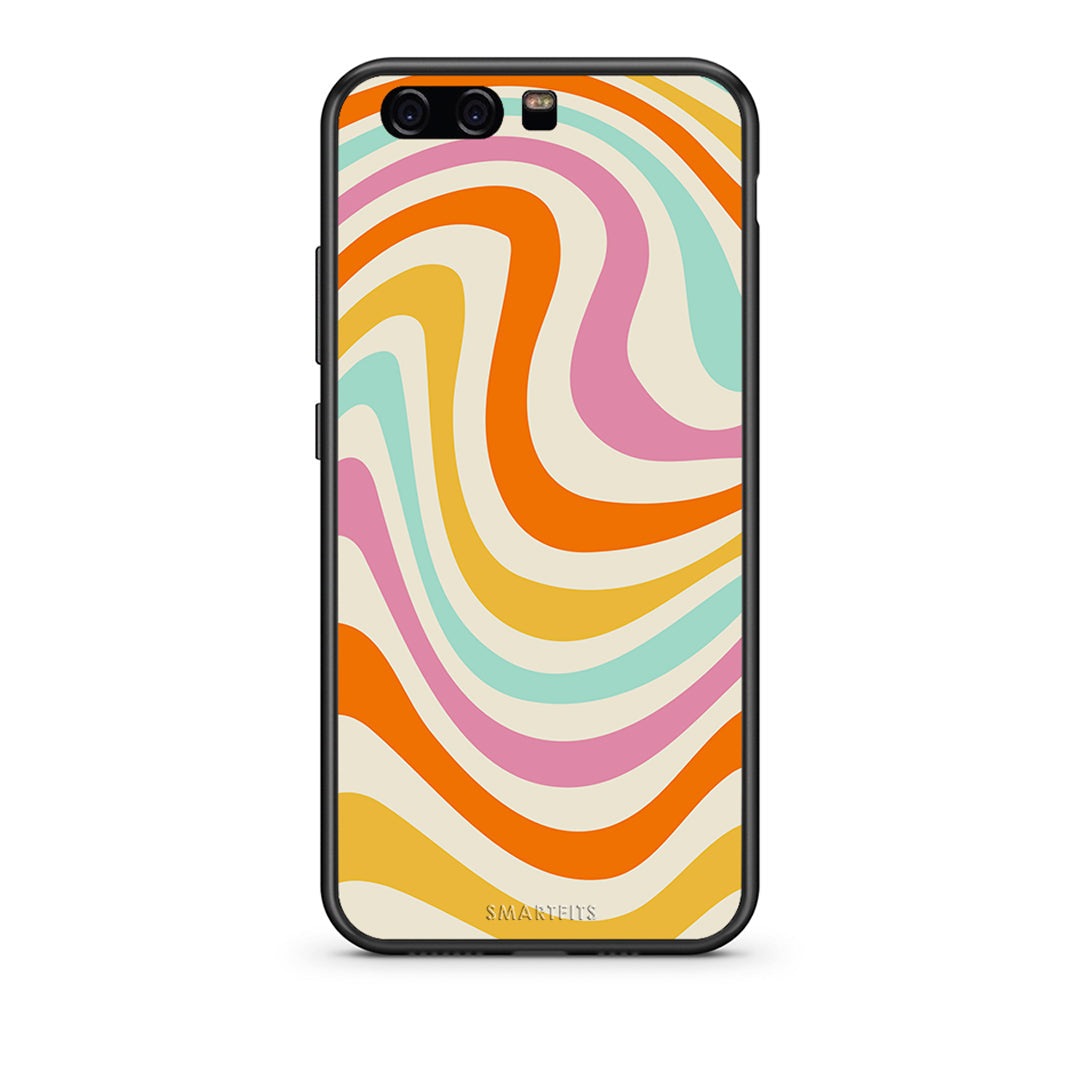 huawei p10 Colourful Waves θήκη από τη Smartfits με σχέδιο στο πίσω μέρος και μαύρο περίβλημα | Smartphone case with colorful back and black bezels by Smartfits