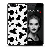 Thumbnail for Θήκη Huawei P10 Cow Print από τη Smartfits με σχέδιο στο πίσω μέρος και μαύρο περίβλημα | Huawei P10 Cow Print case with colorful back and black bezels
