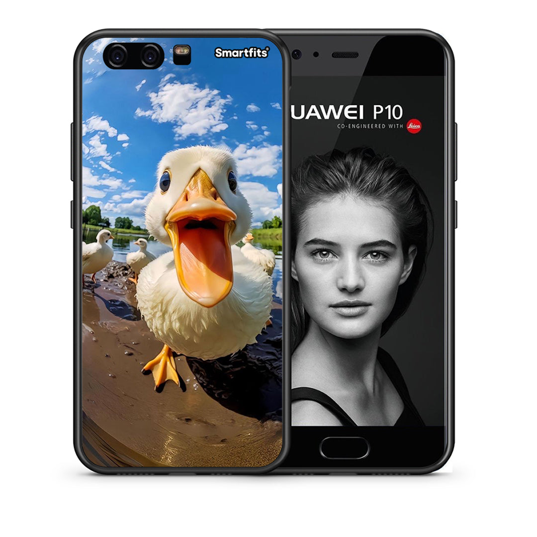 Θήκη Huawei P10 Duck Face από τη Smartfits με σχέδιο στο πίσω μέρος και μαύρο περίβλημα | Huawei P10 Duck Face case with colorful back and black bezels
