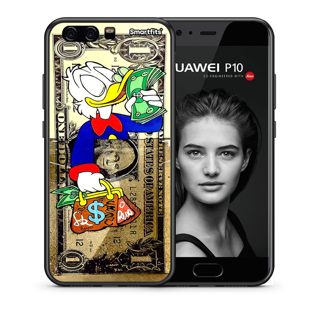 Θήκη Huawei P10 Duck Money από τη Smartfits με σχέδιο στο πίσω μέρος και μαύρο περίβλημα | Huawei P10 Duck Money case with colorful back and black bezels