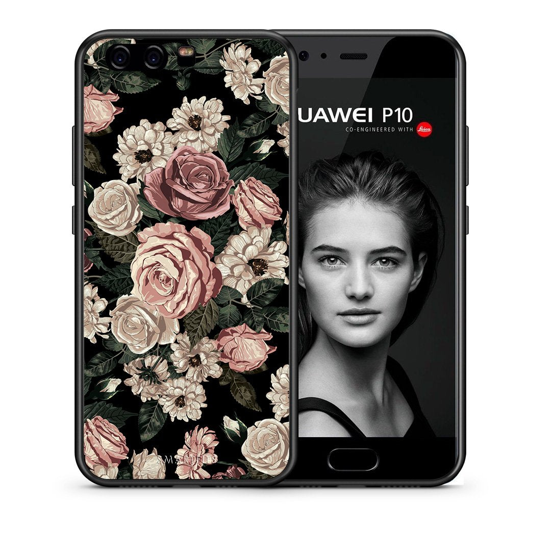Θήκη Huawei P10 Wild Roses Flower από τη Smartfits με σχέδιο στο πίσω μέρος και μαύρο περίβλημα | Huawei P10 Wild Roses Flower case with colorful back and black bezels