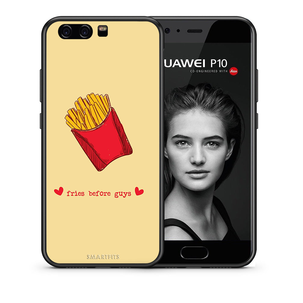Θήκη Αγίου Βαλεντίνου Huawei P10 Lite Fries Before Guys από τη Smartfits με σχέδιο στο πίσω μέρος και μαύρο περίβλημα | Huawei P10 Lite Fries Before Guys case with colorful back and black bezels