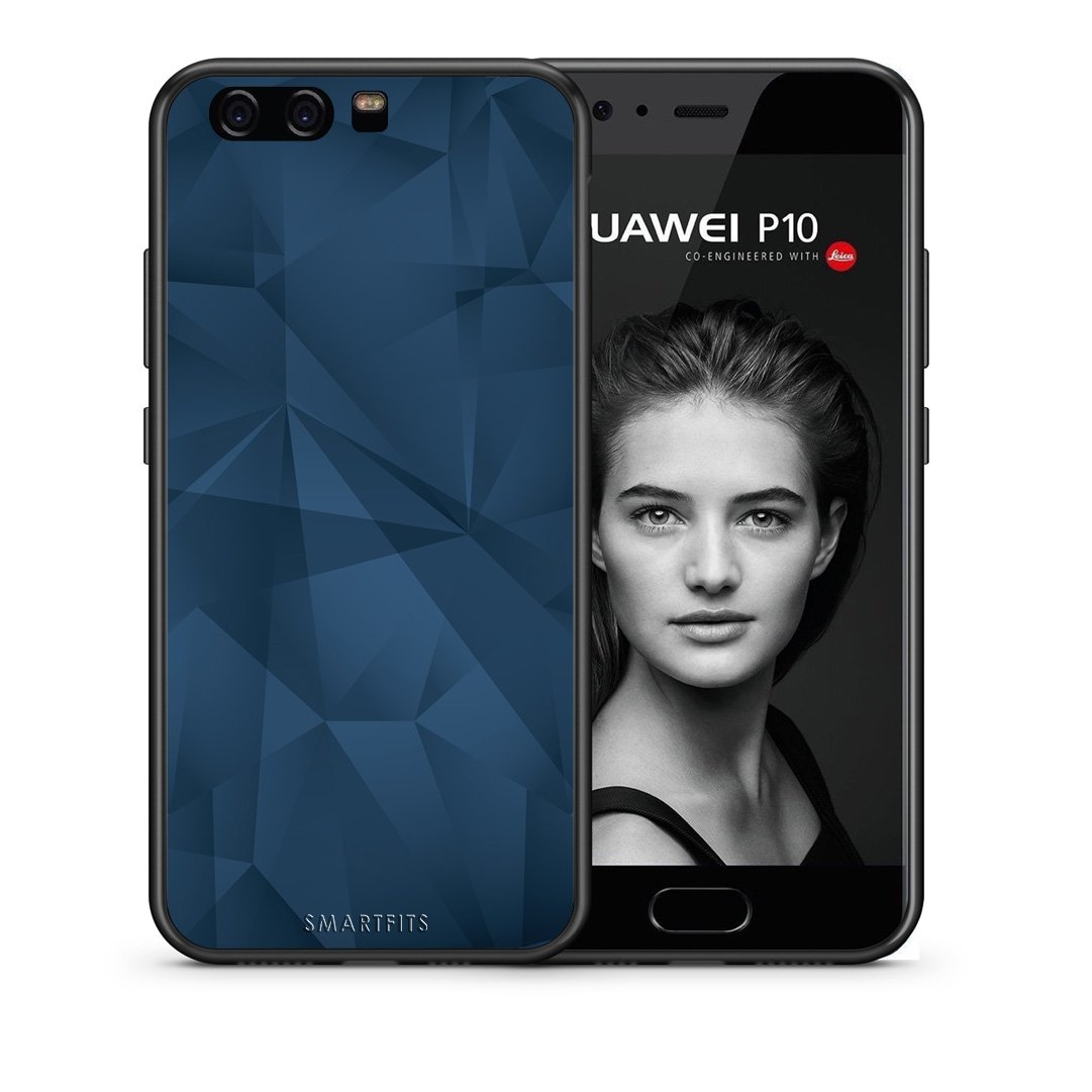 Θήκη Huawei P10 Blue Abstract Geometric από τη Smartfits με σχέδιο στο πίσω μέρος και μαύρο περίβλημα | Huawei P10 Blue Abstract Geometric case with colorful back and black bezels