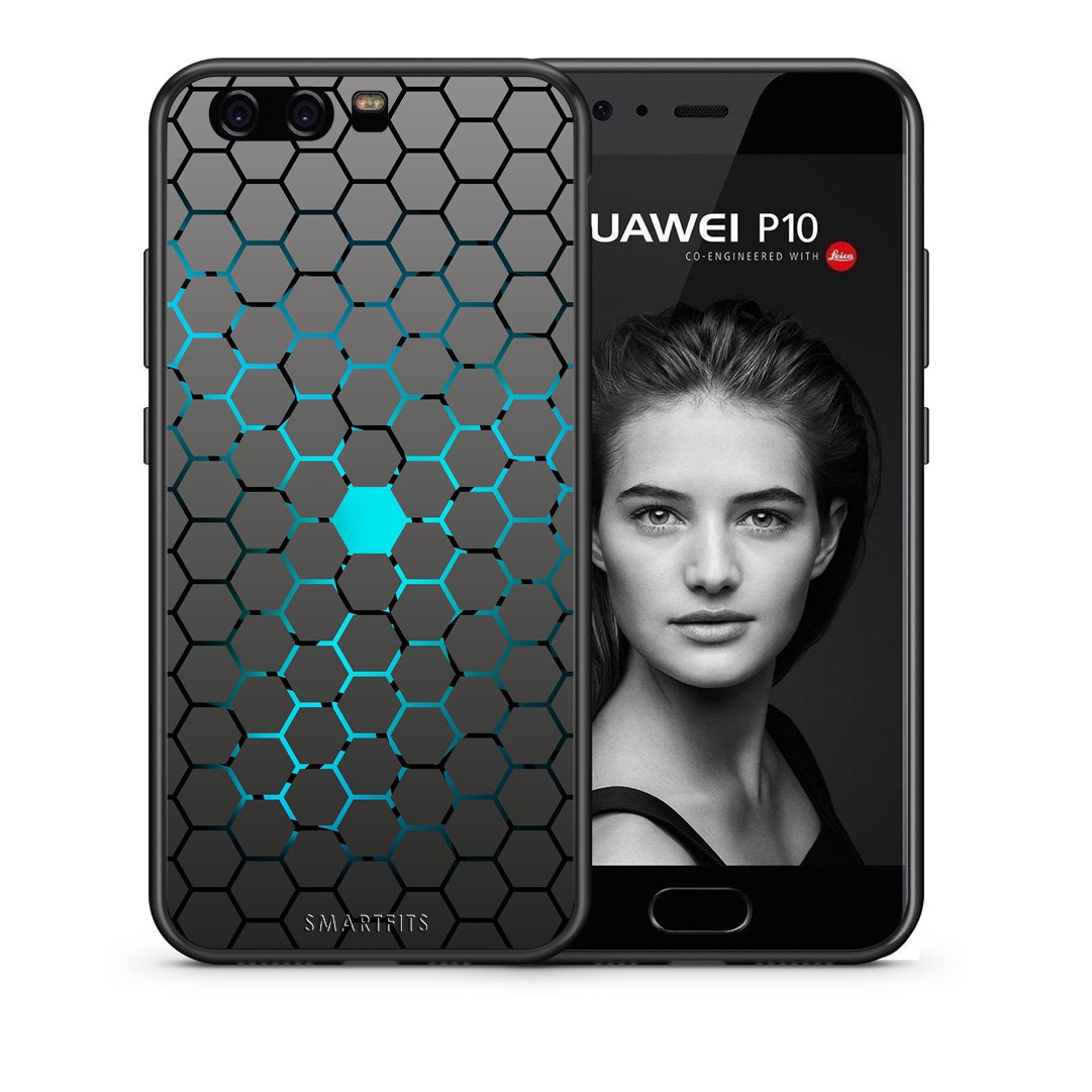 Θήκη Huawei P10 Lite Hexagonal Geometric από τη Smartfits με σχέδιο στο πίσω μέρος και μαύρο περίβλημα | Huawei P10 Lite Hexagonal Geometric case with colorful back and black bezels