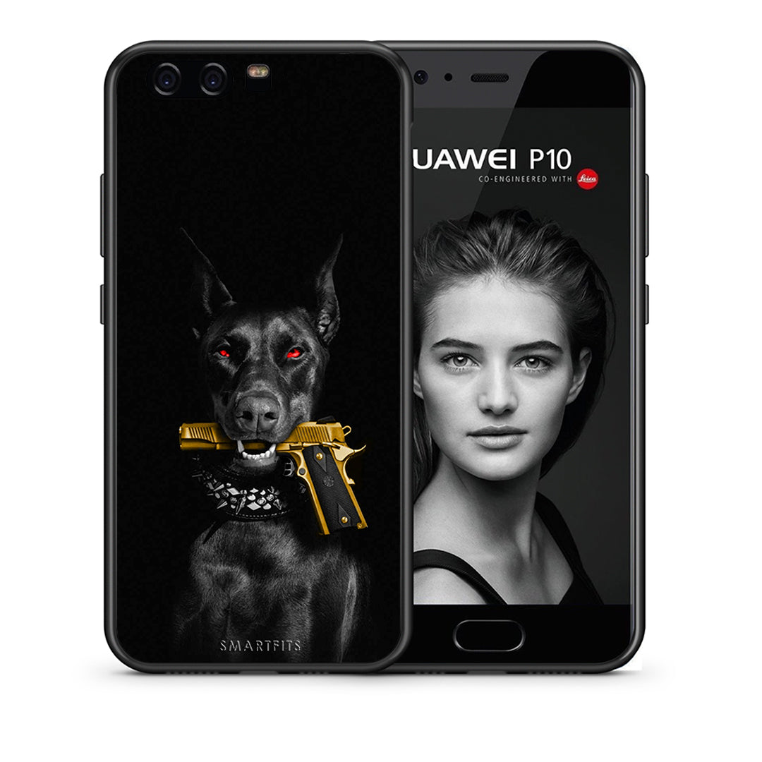 Θήκη Αγίου Βαλεντίνου Huawei P10 Lite Golden Gun από τη Smartfits με σχέδιο στο πίσω μέρος και μαύρο περίβλημα | Huawei P10 Lite Golden Gun case with colorful back and black bezels