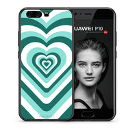 Thumbnail for Θήκη Huawei P10 Lite Green Hearts από τη Smartfits με σχέδιο στο πίσω μέρος και μαύρο περίβλημα | Huawei P10 Lite Green Hearts case with colorful back and black bezels