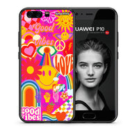 Thumbnail for Θήκη Huawei P10 Hippie Love από τη Smartfits με σχέδιο στο πίσω μέρος και μαύρο περίβλημα | Huawei P10 Hippie Love case with colorful back and black bezels