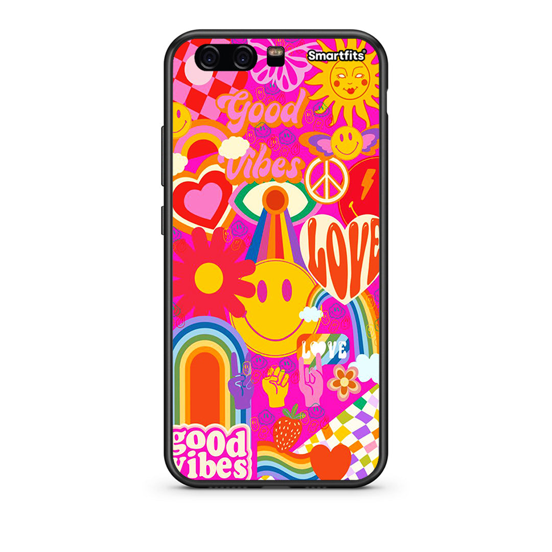 Huawei P10 Lite Hippie Love θήκη από τη Smartfits με σχέδιο στο πίσω μέρος και μαύρο περίβλημα | Smartphone case with colorful back and black bezels by Smartfits