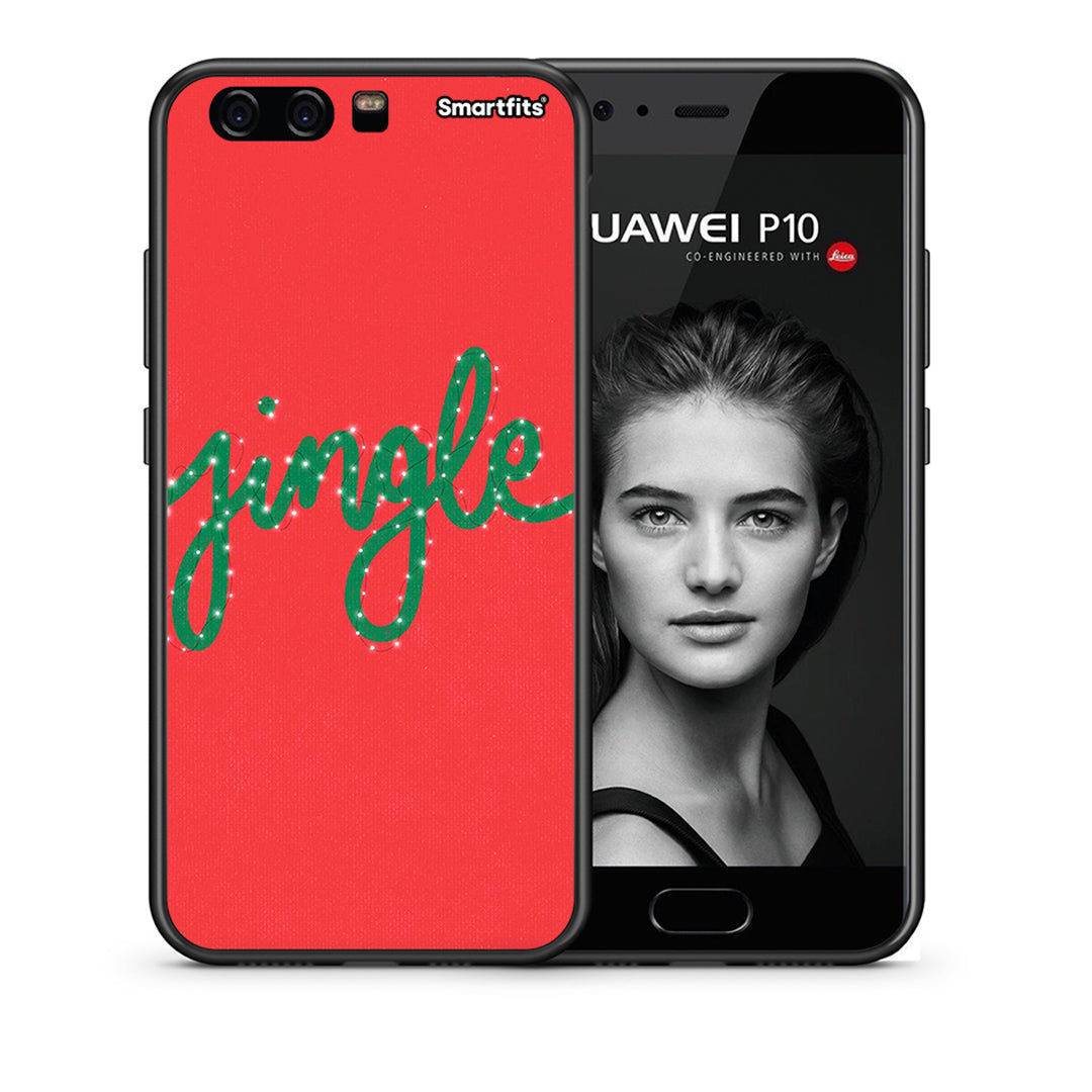 Θήκη Huawei P10 Jingle Xmas από τη Smartfits με σχέδιο στο πίσω μέρος και μαύρο περίβλημα | Huawei P10 Jingle Xmas case with colorful back and black bezels