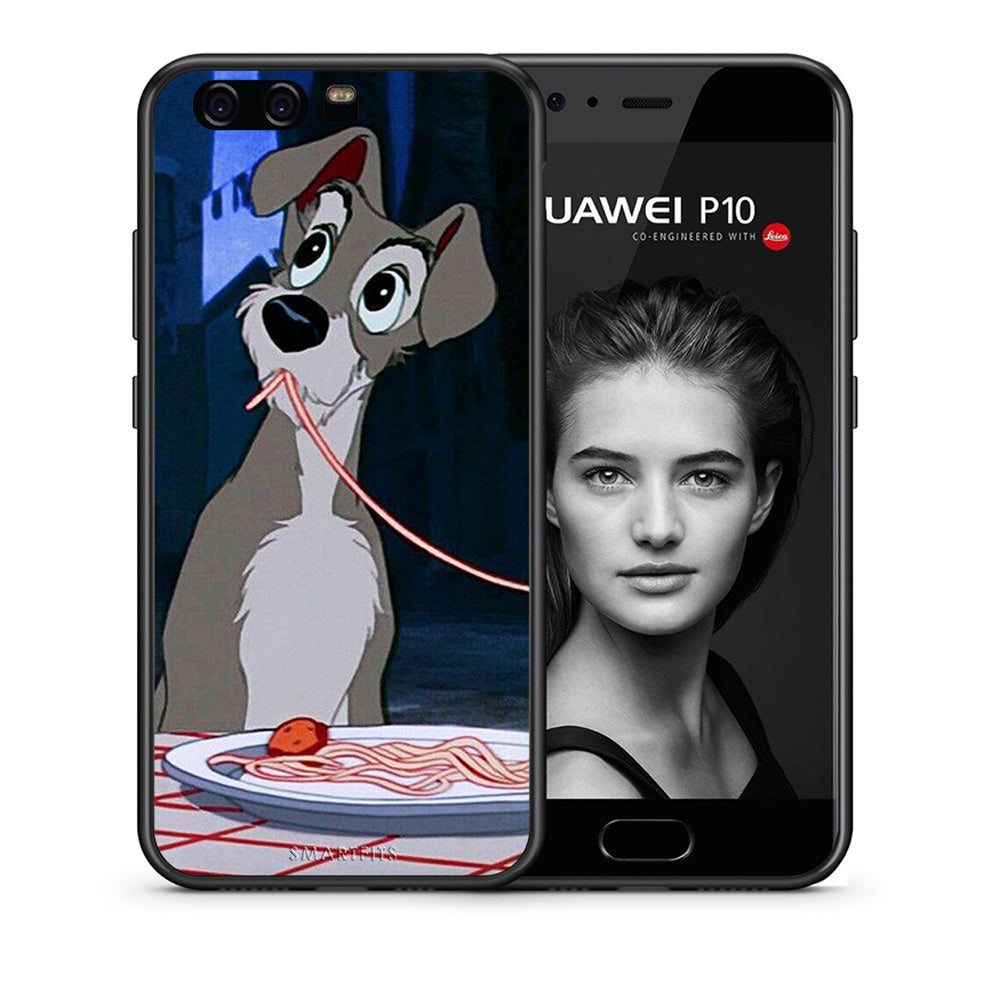 Θήκη Αγίου Βαλεντίνου Huawei P10 Lite Lady And Tramp 1 από τη Smartfits με σχέδιο στο πίσω μέρος και μαύρο περίβλημα | Huawei P10 Lite Lady And Tramp 1 case with colorful back and black bezels