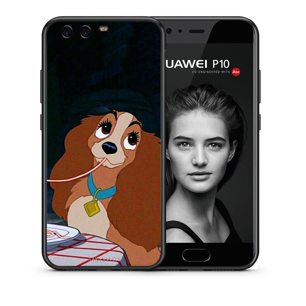 Θήκη Αγίου Βαλεντίνου Huawei P10 Lite Lady And Tramp 2 από τη Smartfits με σχέδιο στο πίσω μέρος και μαύρο περίβλημα | Huawei P10 Lite Lady And Tramp 2 case with colorful back and black bezels