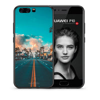 Thumbnail for Θήκη Huawei P10 City Landscape από τη Smartfits με σχέδιο στο πίσω μέρος και μαύρο περίβλημα | Huawei P10 City Landscape case with colorful back and black bezels