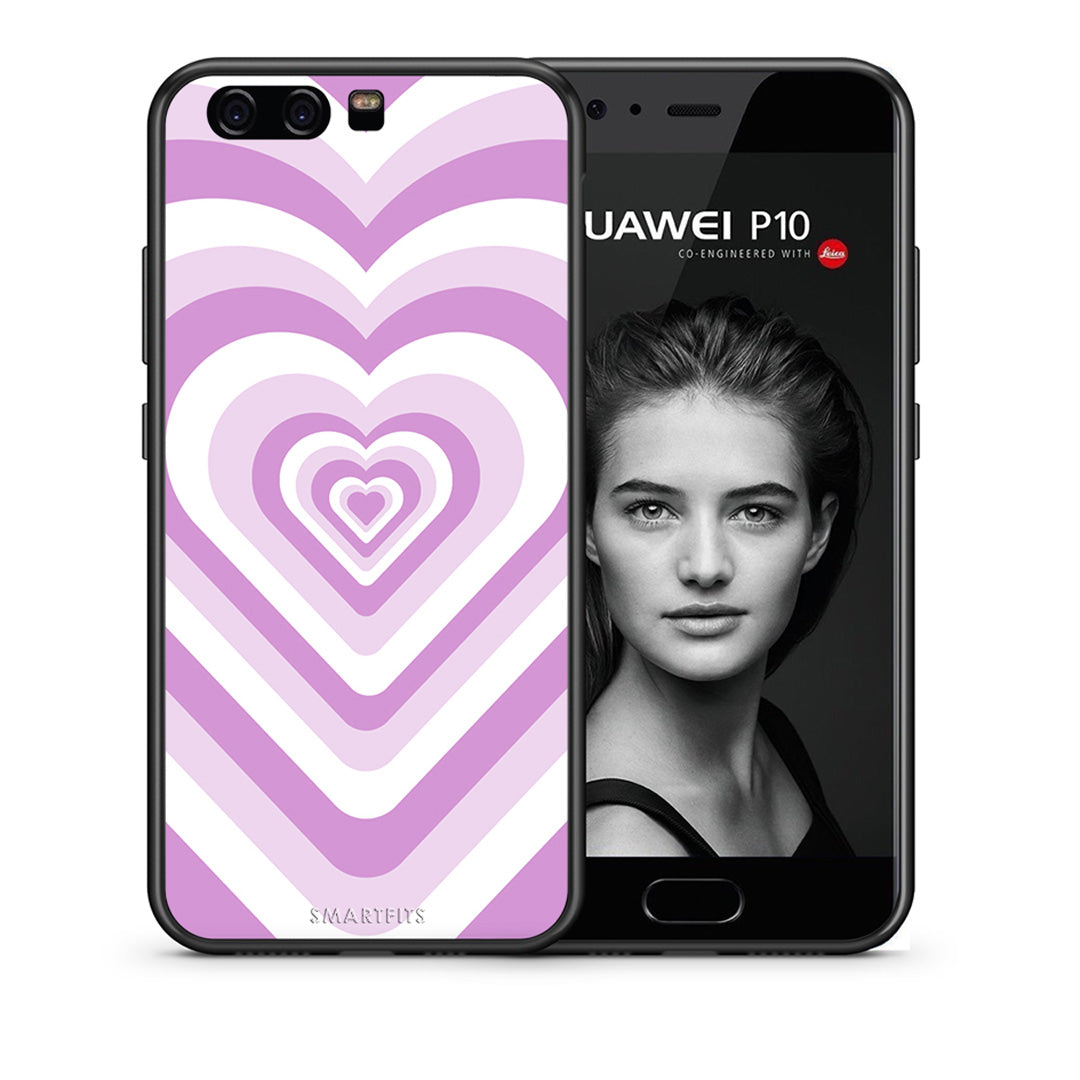 Θήκη Huawei P10 Lilac Hearts από τη Smartfits με σχέδιο στο πίσω μέρος και μαύρο περίβλημα | Huawei P10 Lilac Hearts case with colorful back and black bezels