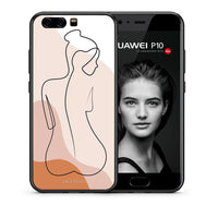 Thumbnail for Θήκη Huawei P10 LineArt Woman από τη Smartfits με σχέδιο στο πίσω μέρος και μαύρο περίβλημα | Huawei P10 LineArt Woman case with colorful back and black bezels