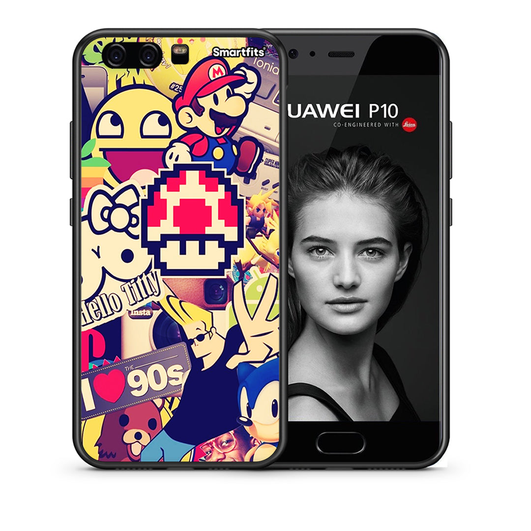 Θήκη Huawei P10 Lite Love The 90s από τη Smartfits με σχέδιο στο πίσω μέρος και μαύρο περίβλημα | Huawei P10 Lite Love The 90s case with colorful back and black bezels
