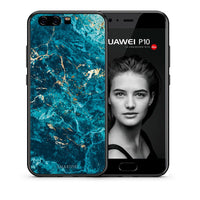 Thumbnail for Θήκη Huawei P10 Marble Blue από τη Smartfits με σχέδιο στο πίσω μέρος και μαύρο περίβλημα | Huawei P10 Marble Blue case with colorful back and black bezels