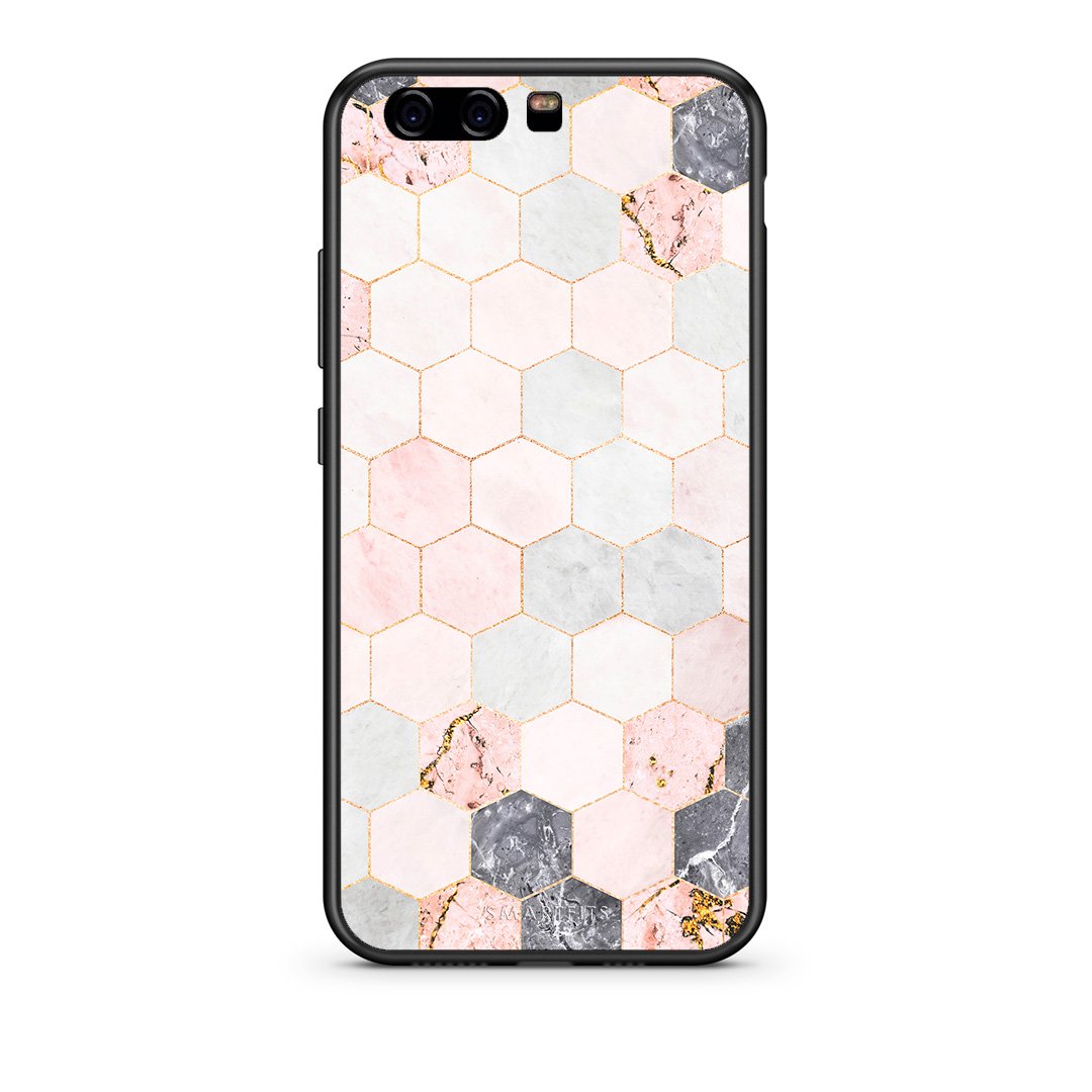 4 - huawei p10 Hexagon Pink Marble case, cover, bumper