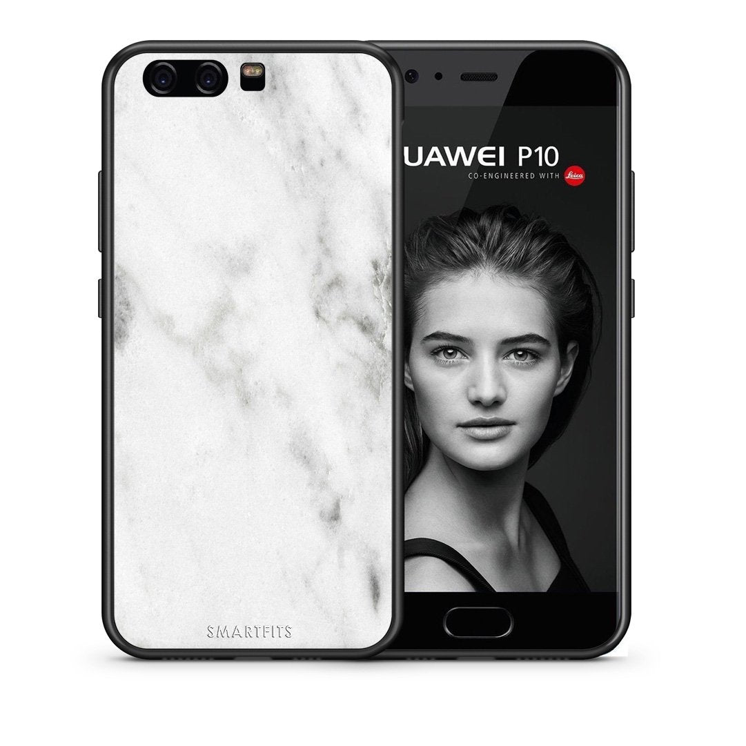 Θήκη Huawei P10 White Marble από τη Smartfits με σχέδιο στο πίσω μέρος και μαύρο περίβλημα | Huawei P10 White Marble case with colorful back and black bezels
