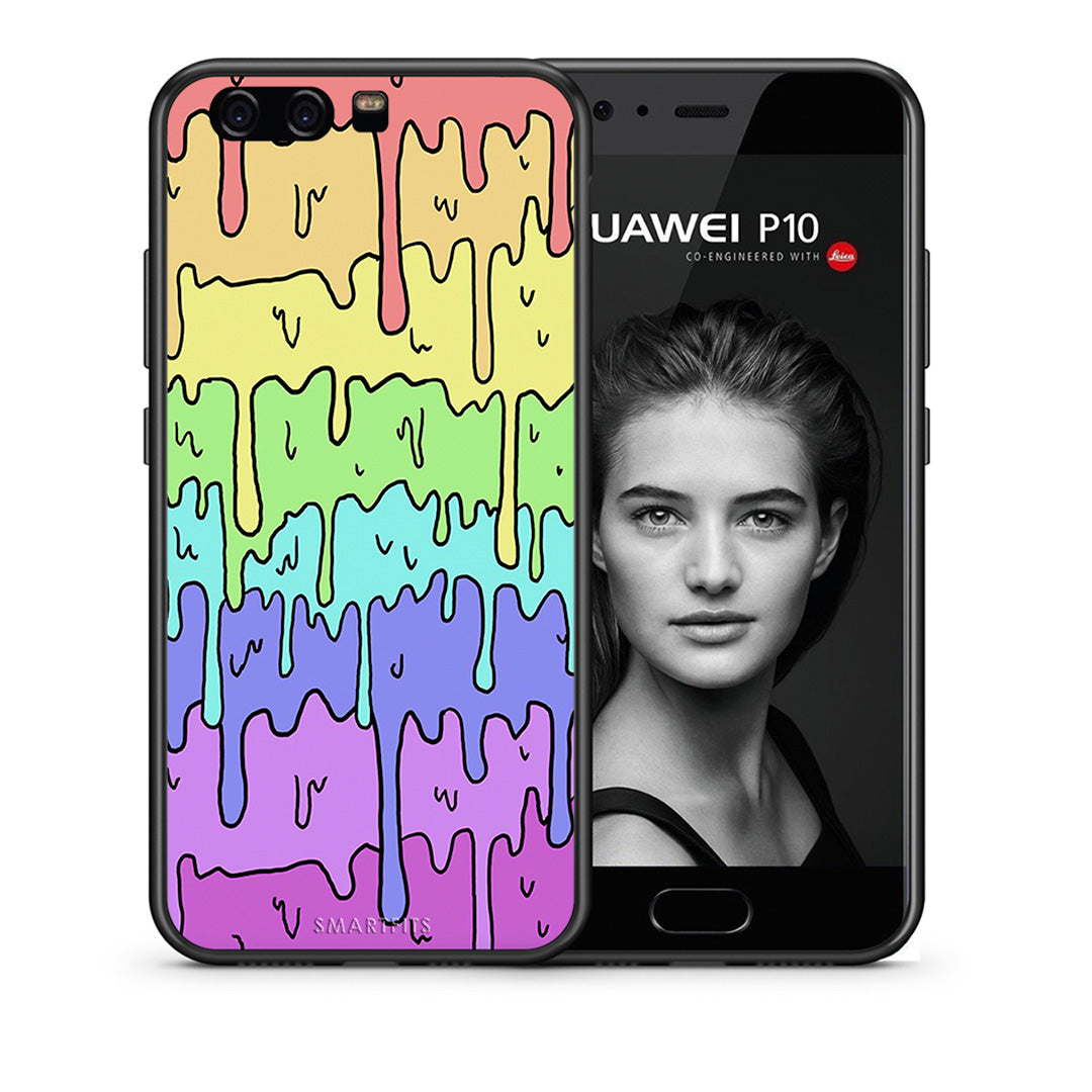 Θήκη Huawei P10 Melting Rainbow από τη Smartfits με σχέδιο στο πίσω μέρος και μαύρο περίβλημα | Huawei P10 Melting Rainbow case with colorful back and black bezels