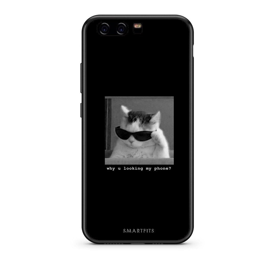 huawei p10 Meme Cat θήκη από τη Smartfits με σχέδιο στο πίσω μέρος και μαύρο περίβλημα | Smartphone case with colorful back and black bezels by Smartfits