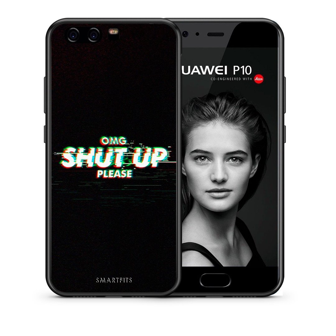 Θήκη Huawei P10 OMG ShutUp από τη Smartfits με σχέδιο στο πίσω μέρος και μαύρο περίβλημα | Huawei P10 OMG ShutUp case with colorful back and black bezels
