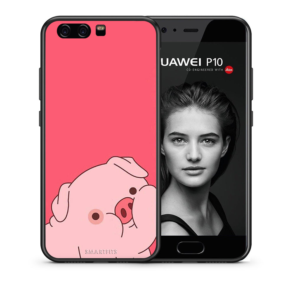 Θήκη Αγίου Βαλεντίνου Huawei P10 Pig Love 1 από τη Smartfits με σχέδιο στο πίσω μέρος και μαύρο περίβλημα | Huawei P10 Pig Love 1 case with colorful back and black bezels