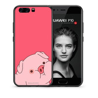 Thumbnail for Θήκη Αγίου Βαλεντίνου Huawei P10 Pig Love 1 από τη Smartfits με σχέδιο στο πίσω μέρος και μαύρο περίβλημα | Huawei P10 Pig Love 1 case with colorful back and black bezels