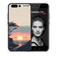 Thumbnail for Θήκη Huawei P10 Lite Pixel Sunset από τη Smartfits με σχέδιο στο πίσω μέρος και μαύρο περίβλημα | Huawei P10 Lite Pixel Sunset case with colorful back and black bezels