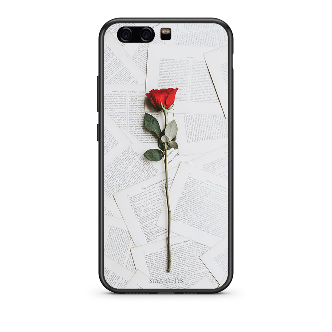 huawei p10 Red Rose θήκη από τη Smartfits με σχέδιο στο πίσω μέρος και μαύρο περίβλημα | Smartphone case with colorful back and black bezels by Smartfits