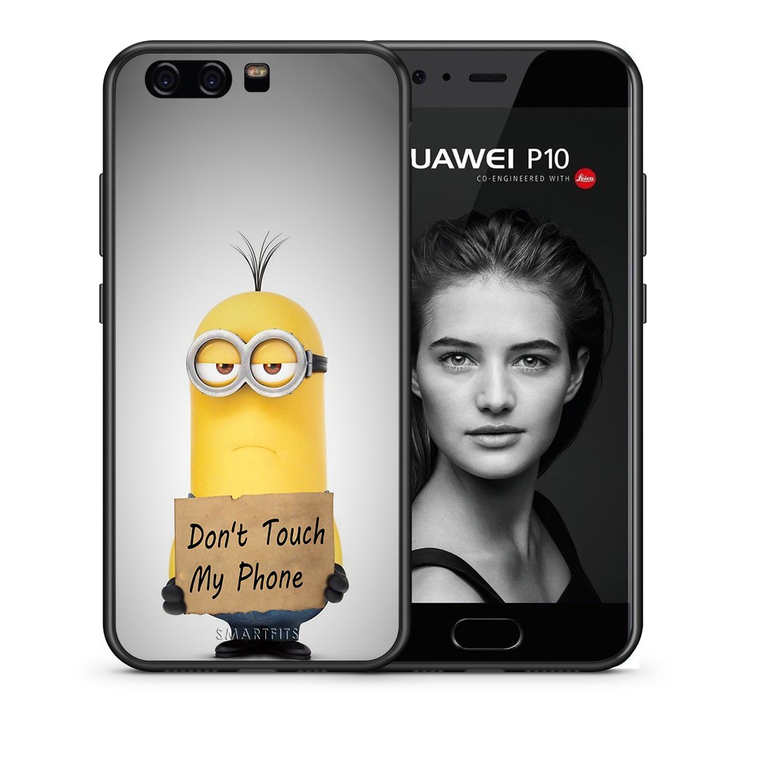 Θήκη Huawei P10 Minion Text από τη Smartfits με σχέδιο στο πίσω μέρος και μαύρο περίβλημα | Huawei P10 Minion Text case with colorful back and black bezels