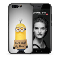 Thumbnail for Θήκη Huawei P10 Minion Text από τη Smartfits με σχέδιο στο πίσω μέρος και μαύρο περίβλημα | Huawei P10 Minion Text case with colorful back and black bezels