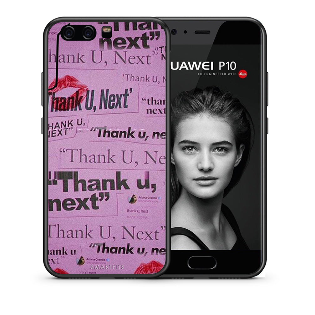 Θήκη Αγίου Βαλεντίνου Huawei P10 Thank You Next από τη Smartfits με σχέδιο στο πίσω μέρος και μαύρο περίβλημα | Huawei P10 Thank You Next case with colorful back and black bezels