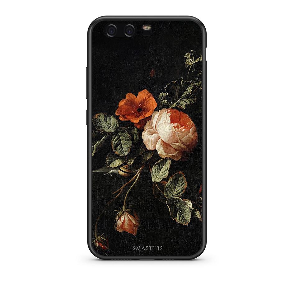 Huawei P10 Lite Vintage Roses θήκη από τη Smartfits με σχέδιο στο πίσω μέρος και μαύρο περίβλημα | Smartphone case with colorful back and black bezels by Smartfits