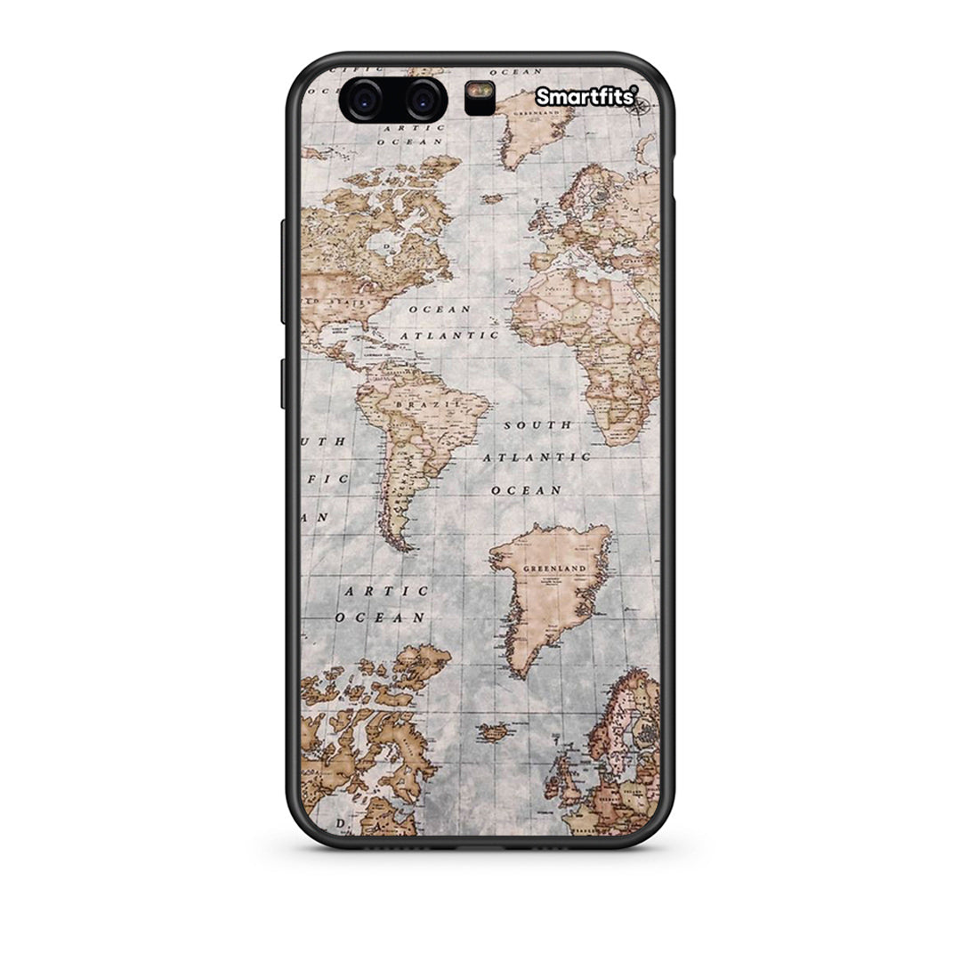 huawei p10 World Map Θήκη από τη Smartfits με σχέδιο στο πίσω μέρος και μαύρο περίβλημα | Smartphone case with colorful back and black bezels by Smartfits