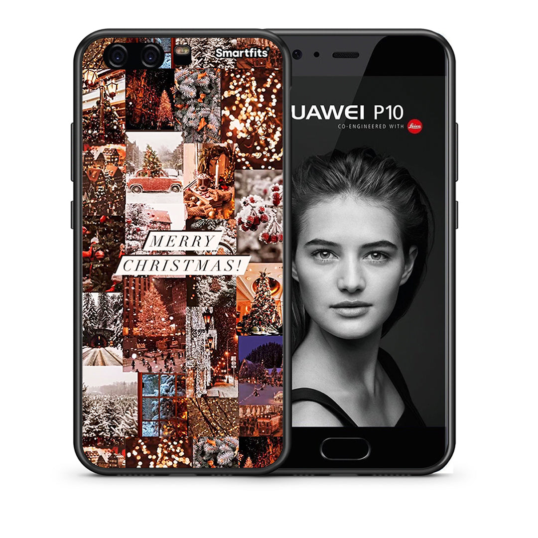 Θήκη Huawei P10 Xmas Collage από τη Smartfits με σχέδιο στο πίσω μέρος και μαύρο περίβλημα | Huawei P10 Xmas Collage case with colorful back and black bezels